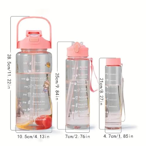 MOGAL LIFE 2 Litre Water Bottle with Motivational quote,Straw&Handle-Leakproof,Non-Toxic,BPA-Free for Office,School,Gym(Pack of 1,Multi) (TRANSPARENT WATER BOTTLE 3PCS SET - 3 IN 1)|B0DTHGF67M