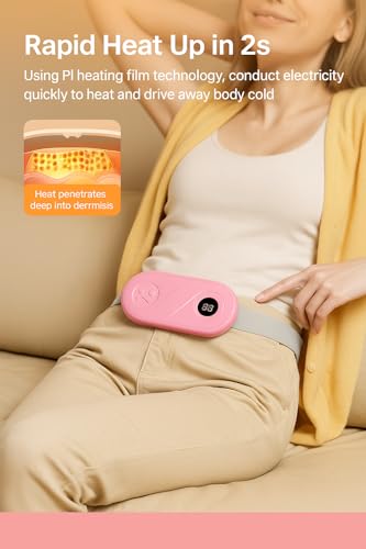 BRONTIX Period Cramp Relief Massager With 6 Modes Heating Pad For Back Pain, Crampfree-Period Cramp Relief Heater And Massager, Works As Periods Pain Relief Products, Rose|B0CHYJJHDZ