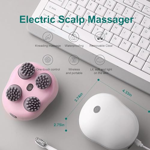 Electric Scalp Massager, Rechargeable Electric Head Kneading Massage, 3 Speed Modes, Handheld Portable Head Scratcher Massage for Hair Growth, Deep Clean & Stress Relax (Multicolor)|B0DXQ2219Z