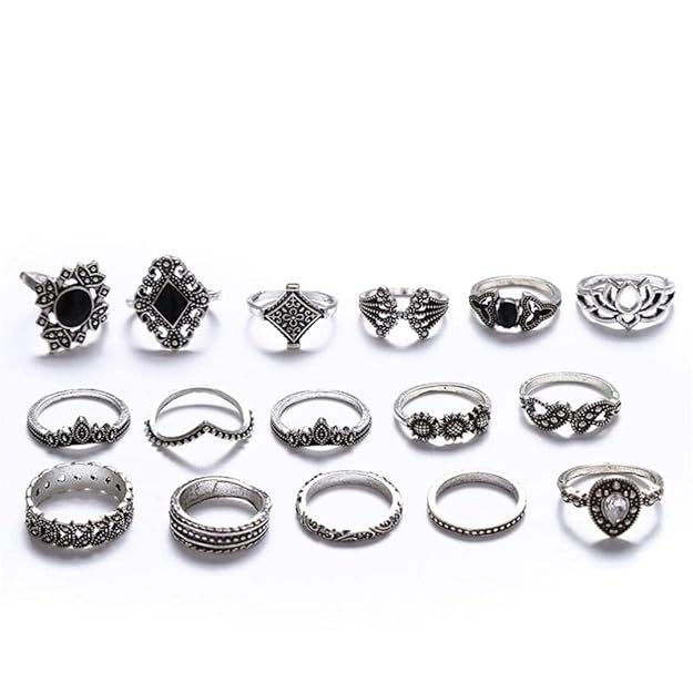 BellaStella Korean Style Boho Midi Finger Rings For Girls And Women Combo of 16 Pcs