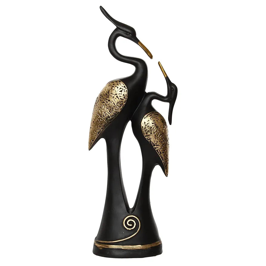 eCraftIndia Resin Golden and Black Kissing Swan Couple Statues Love Birds Figurines Decorative Showpieces | Elegant Home Office Decoration | Gift for Christmas, Wedding, New Year, Valentine's Day