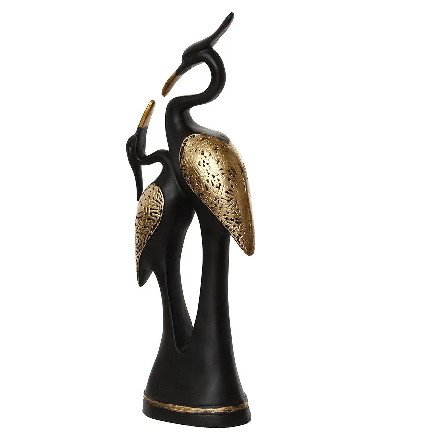 eCraftIndia Resin Golden and Black Kissing Swan Couple Statues Love Birds Figurines Decorative Showpieces | Elegant Home Office Decoration | Gift for Christmas, Wedding, New Year, Valentine's Day