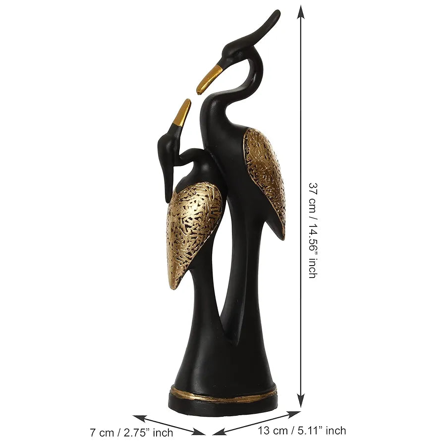 eCraftIndia Resin Golden and Black Kissing Swan Couple Statues Love Birds Figurines Decorative Showpieces | Elegant Home Office Decoration | Gift for Christmas, Wedding, New Year, Valentine's Day