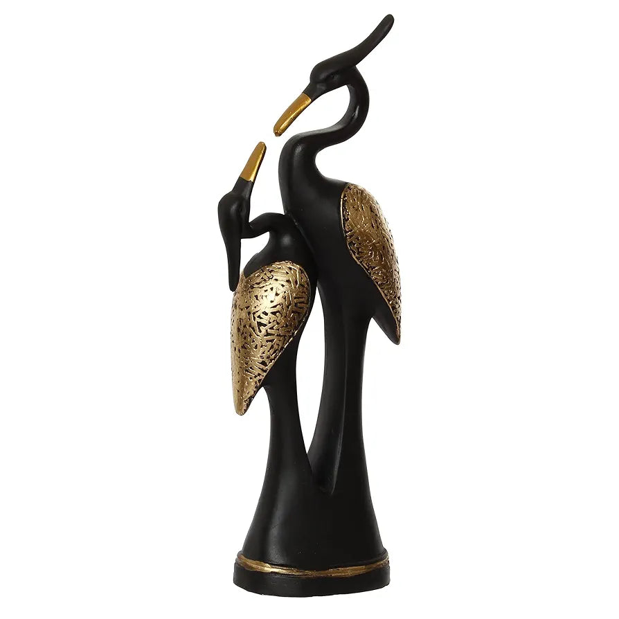 eCraftIndia Resin Golden and Black Kissing Swan Couple Statues Love Birds Figurines Decorative Showpieces | Elegant Home Office Decoration | Gift for Christmas, Wedding, New Year, Valentine's Day