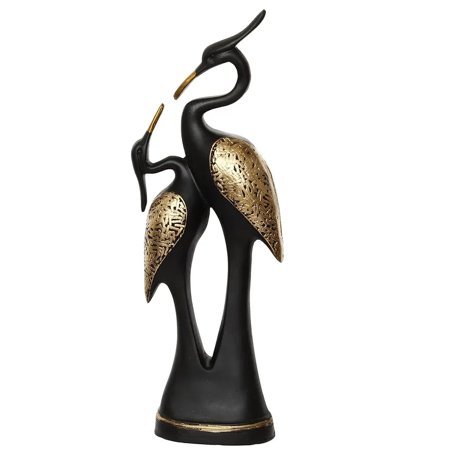 eCraftIndia Resin Golden and Black Kissing Swan Couple Statues Love Birds Figurines Decorative Showpieces | Elegant Home Office Decoration | Gift for Christmas, Wedding, New Year, Valentine's Day