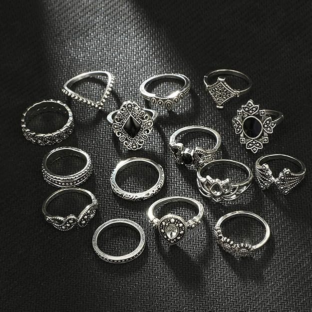 BellaStella Korean Style Boho Midi Finger Rings For Girls And Women Combo of 16 Pcs