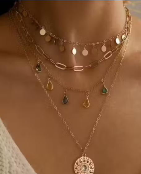 Urbanic layered minimal necklace with stone wmoens