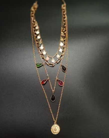 Urbanic layered minimal necklace with stone wmoens