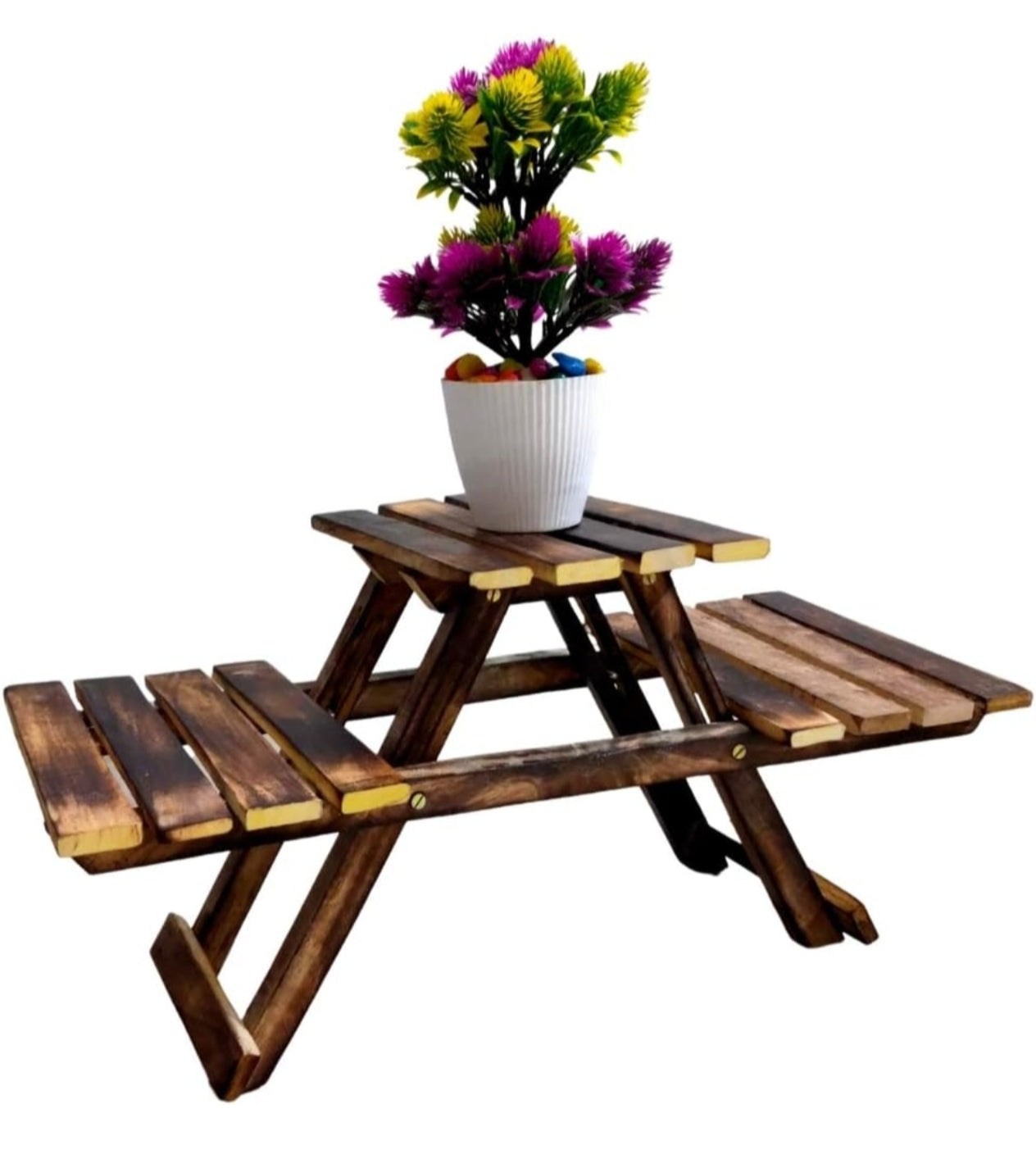 Wooden cave Plant Stands for Indoor Living Room Corner (Wooden Foldable Stand) (3 Decks/Racks)