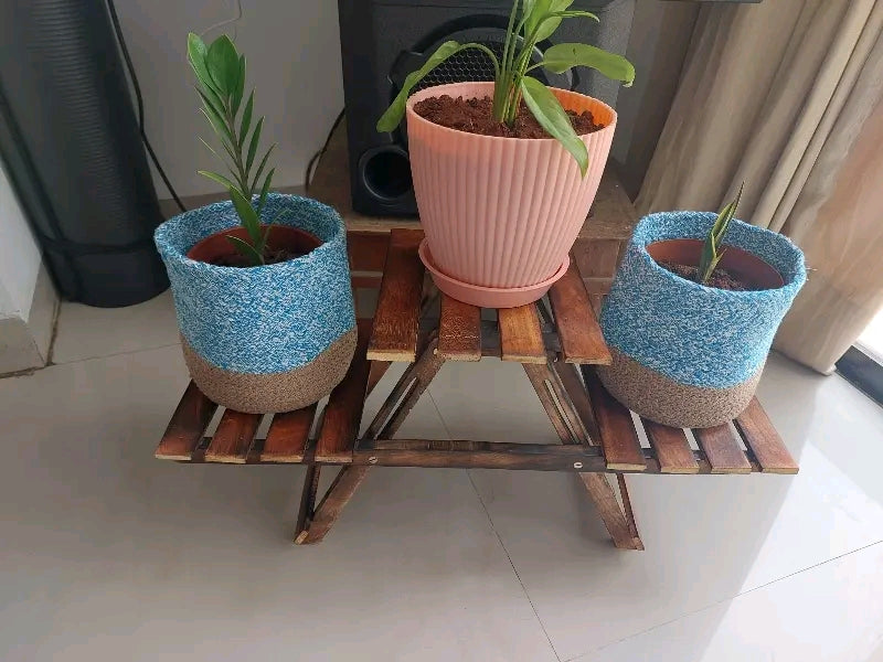 Wooden cave Plant Stands for Indoor Living Room Corner (Wooden Foldable Stand) (3 Decks/Racks)