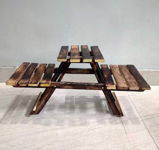 Wooden cave Plant Stands for Indoor Living Room Corner (Wooden Foldable Stand) (3 Decks/Racks)